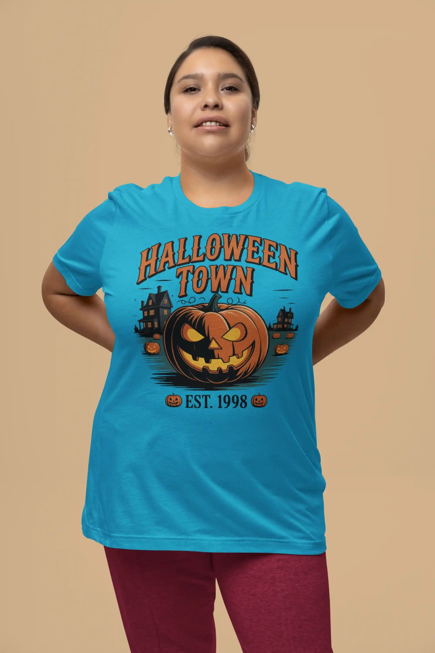 Halloween Town T-Shirt – Vintage Pumpkin Graphic – Bella Canvas 3001 – Halloween Tee – Spooky Season Shirt – Unisex S-3XL