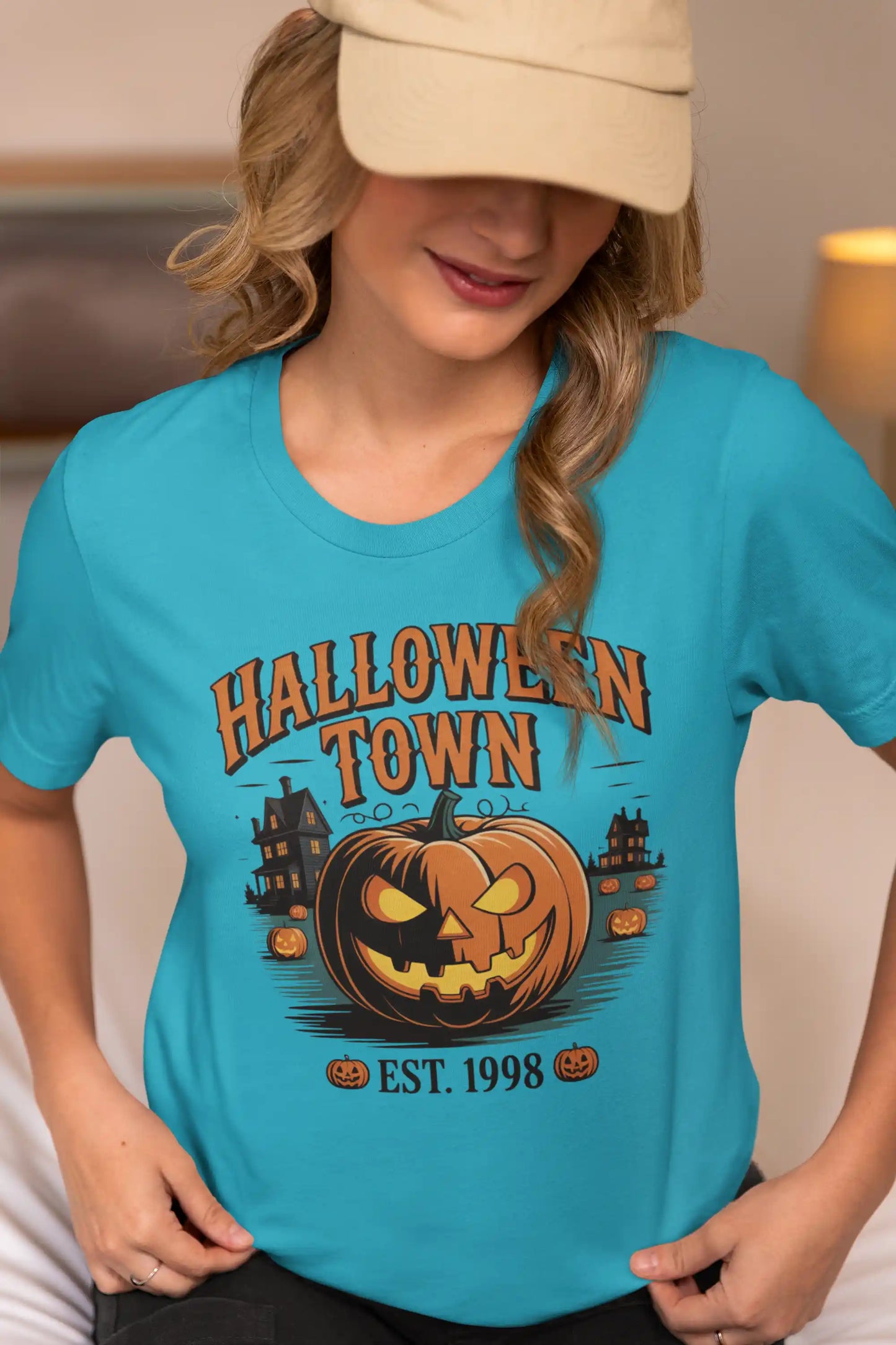 Halloween Town T-Shirt – Vintage Pumpkin Graphic – Bella Canvas 3001 – Halloween Tee – Spooky Season Shirt – Unisex S-3XL