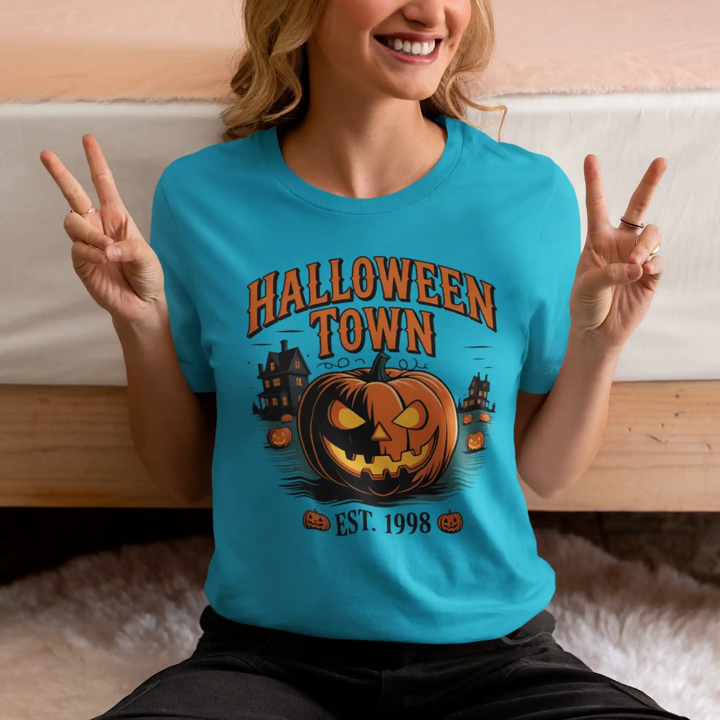 Halloween Town T-Shirt – Vintage Pumpkin Graphic – Bella Canvas 3001 – Halloween Tee – Spooky Season Shirt – Unisex S-3XL