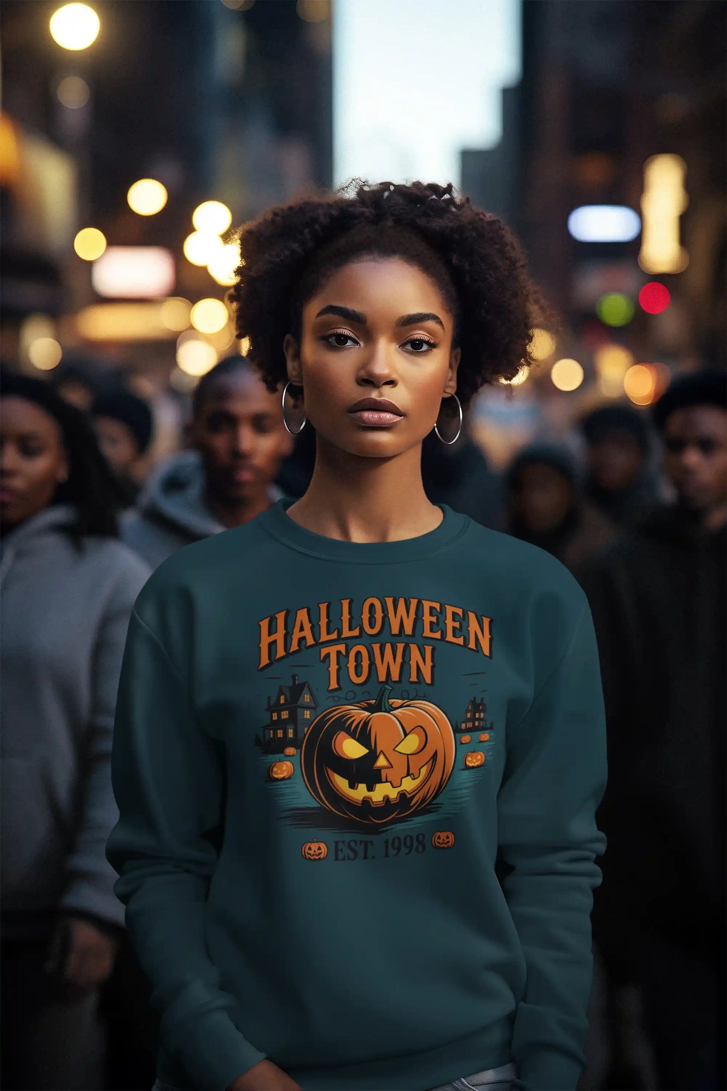Halloween Town Sweatshirt – Vintage Pumpkin Graphic – Bella Canvas 3501 – Halloween Crewneck – Spooky Season Shirt – Unisex S-3XL