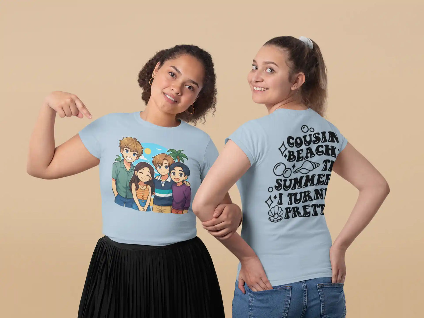 The Summer I Turned Pretty Anime T-Shirt – Belly, Conrad, Jeremiah & Steven – Bella+Canvas 3001 Short Sleeve Tee