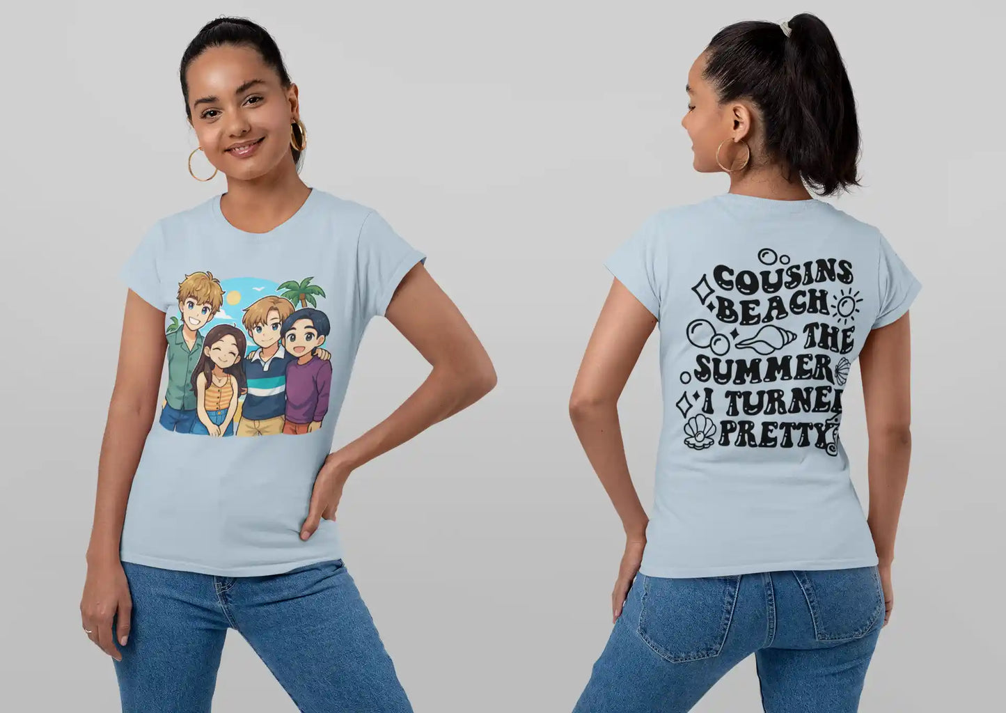 The Summer I Turned Pretty Anime T-Shirt – Belly, Conrad, Jeremiah & Steven – Bella+Canvas 3001 Short Sleeve Tee