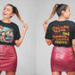 A woman models a black t-shirt with "The Summer I Turned Pretty" anime characters on the front.