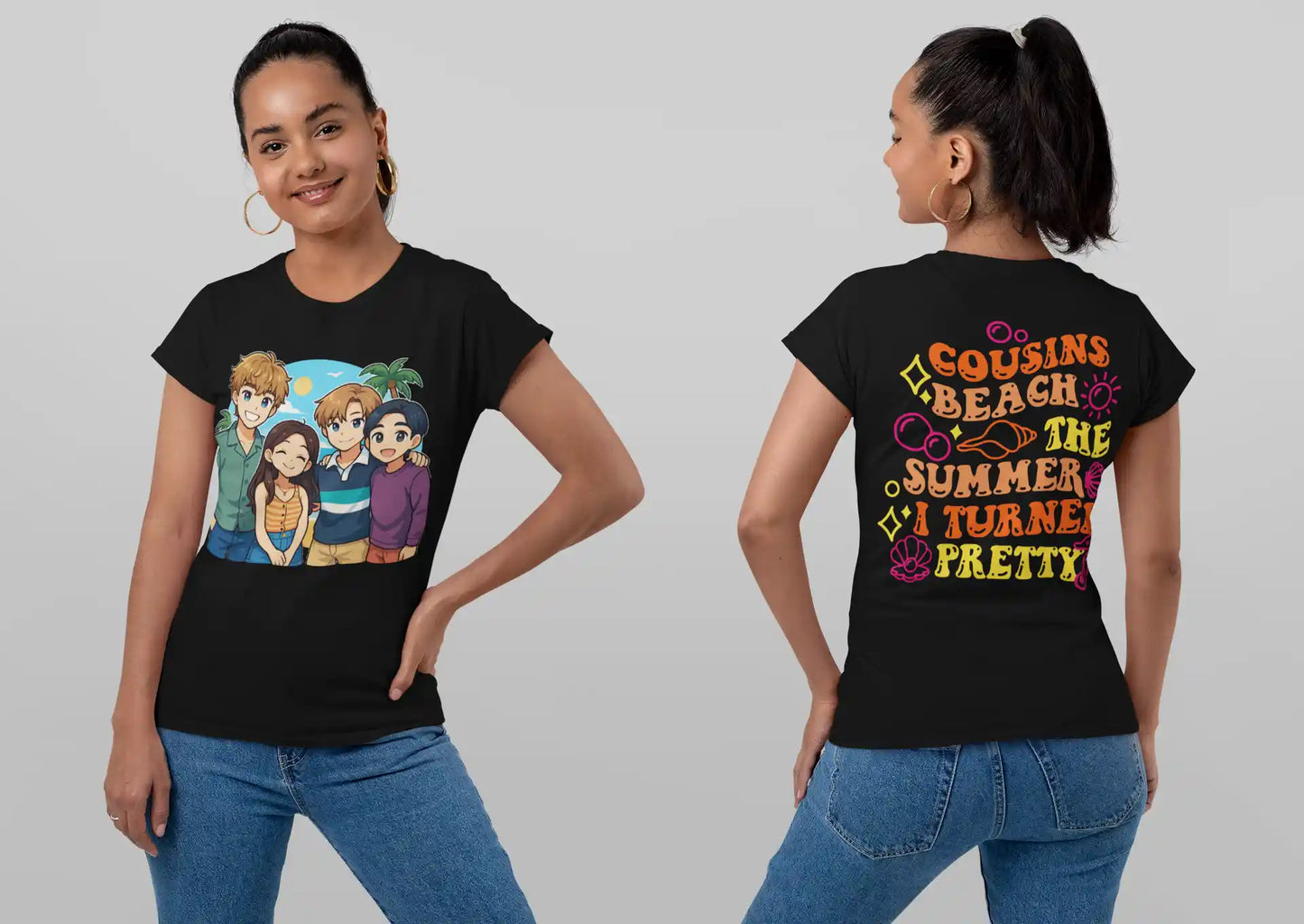 The Summer I Turned Pretty Anime T-Shirt – Belly, Conrad, Jeremiah & Steven – Bella+Canvas 3001 Short Sleeve Tee