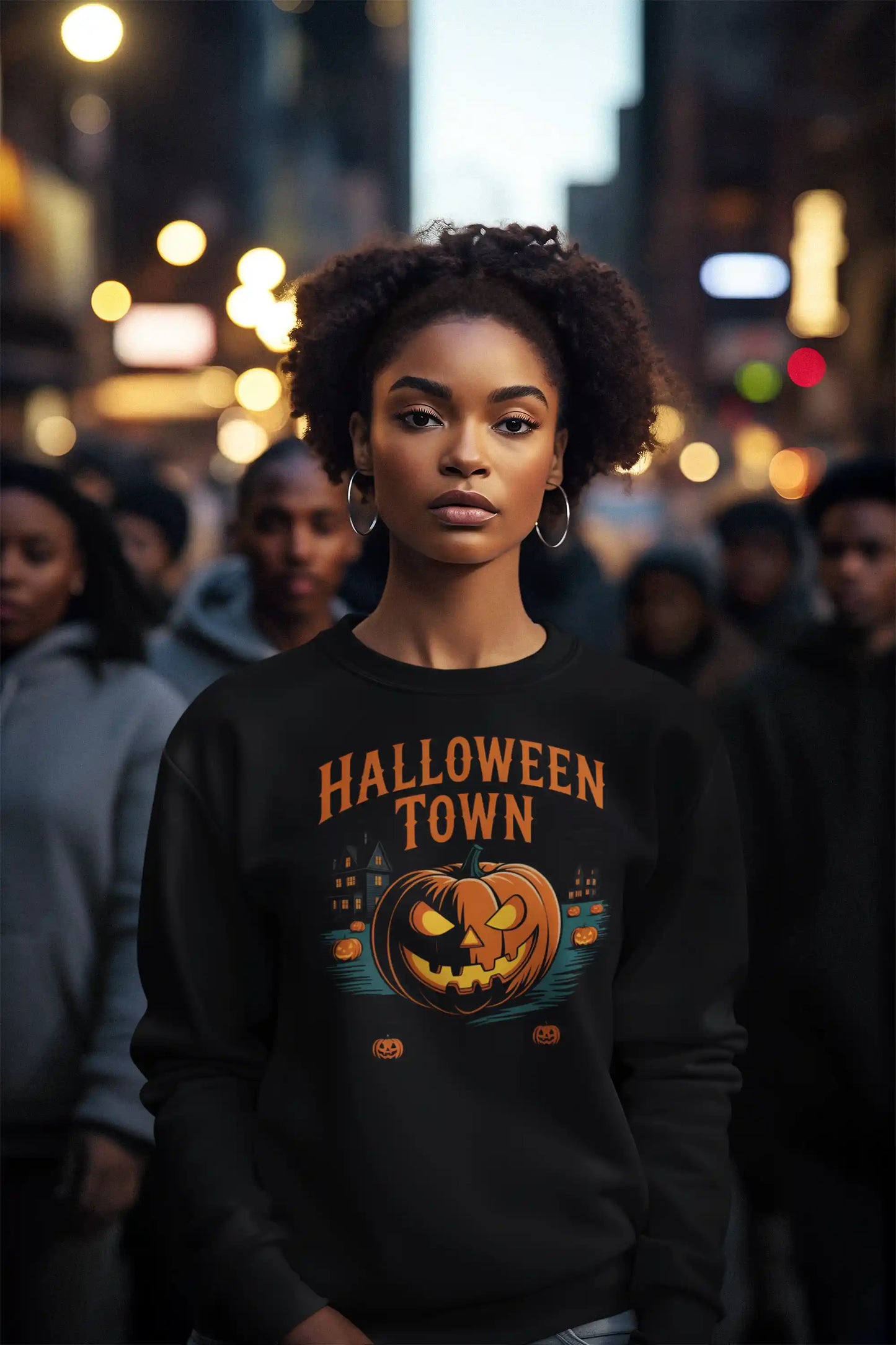Halloween Town Sweatshirt – Vintage Pumpkin Graphic – Bella Canvas 3501 – Halloween Crewneck – Spooky Season Shirt – Unisex S-3XL