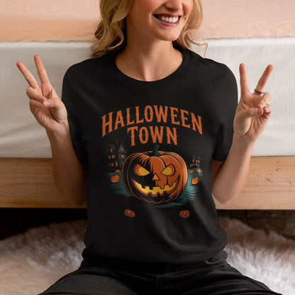 Halloween Town T-Shirt – Vintage Pumpkin Graphic – Bella Canvas 3001 – Halloween Tee – Spooky Season Shirt – Unisex S-3XL