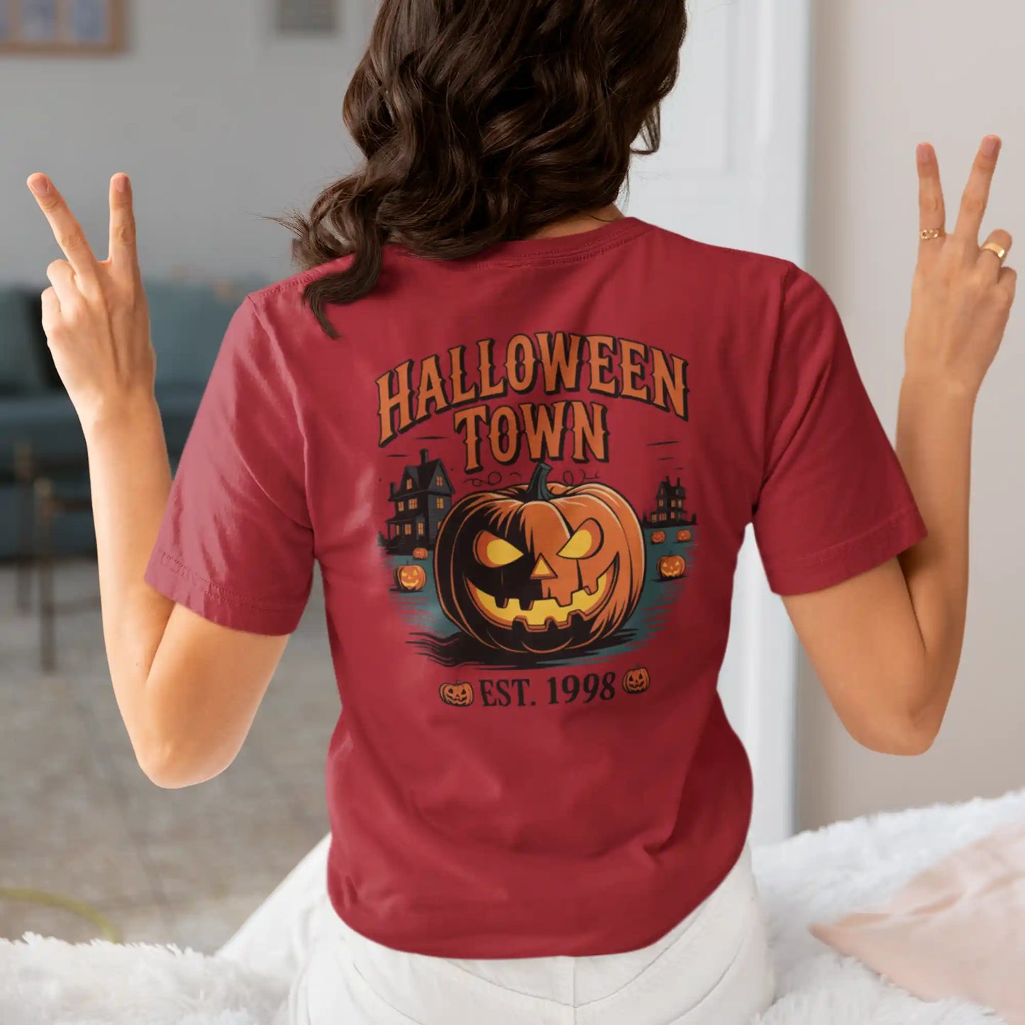 Halloween Town T-Shirt – Vintage Pumpkin Graphic – Bella Canvas 3001 – Halloween Tee – Spooky Season Shirt – Unisex S-3XL
