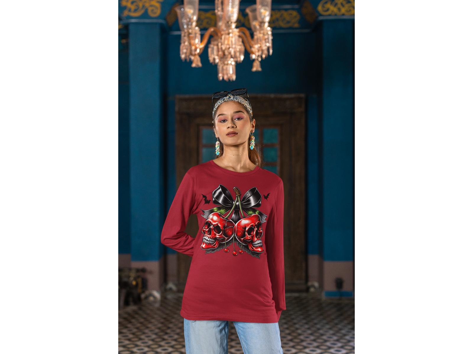 Spooky Cherry Halloween Bow Sweatshirt with a playful cherry design.