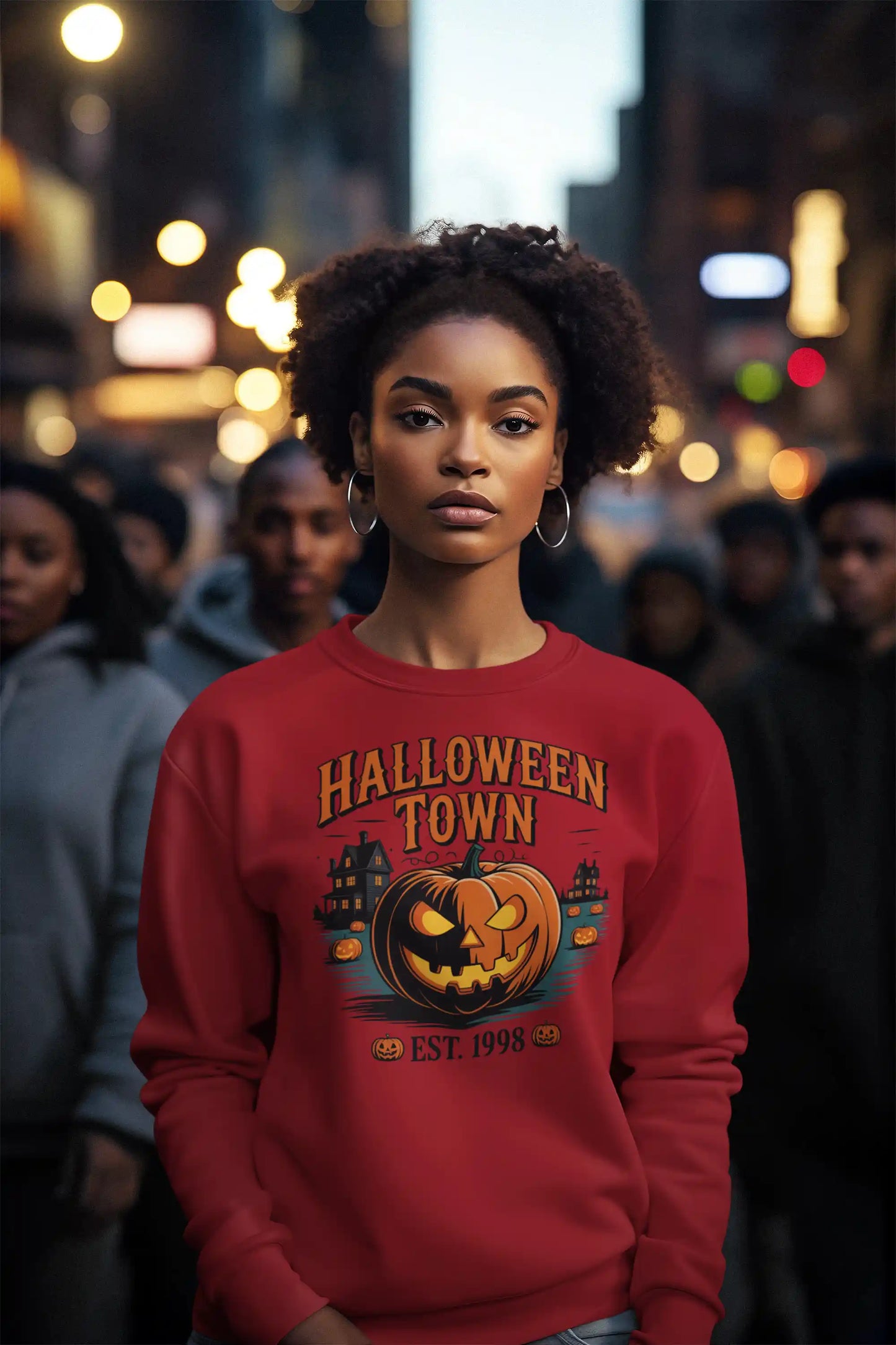 Halloween Town Sweatshirt – Vintage Pumpkin Graphic – Bella Canvas 3501 – Halloween Crewneck – Spooky Season Shirt – Unisex S-3XL