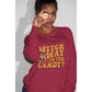 Witch Way to the Candy Halloween Sweatshirt – Bella+Canvas 3501 Unisex Pullover – Spooky Funny Fall Sweater (S–3XL, Multiple Colors)