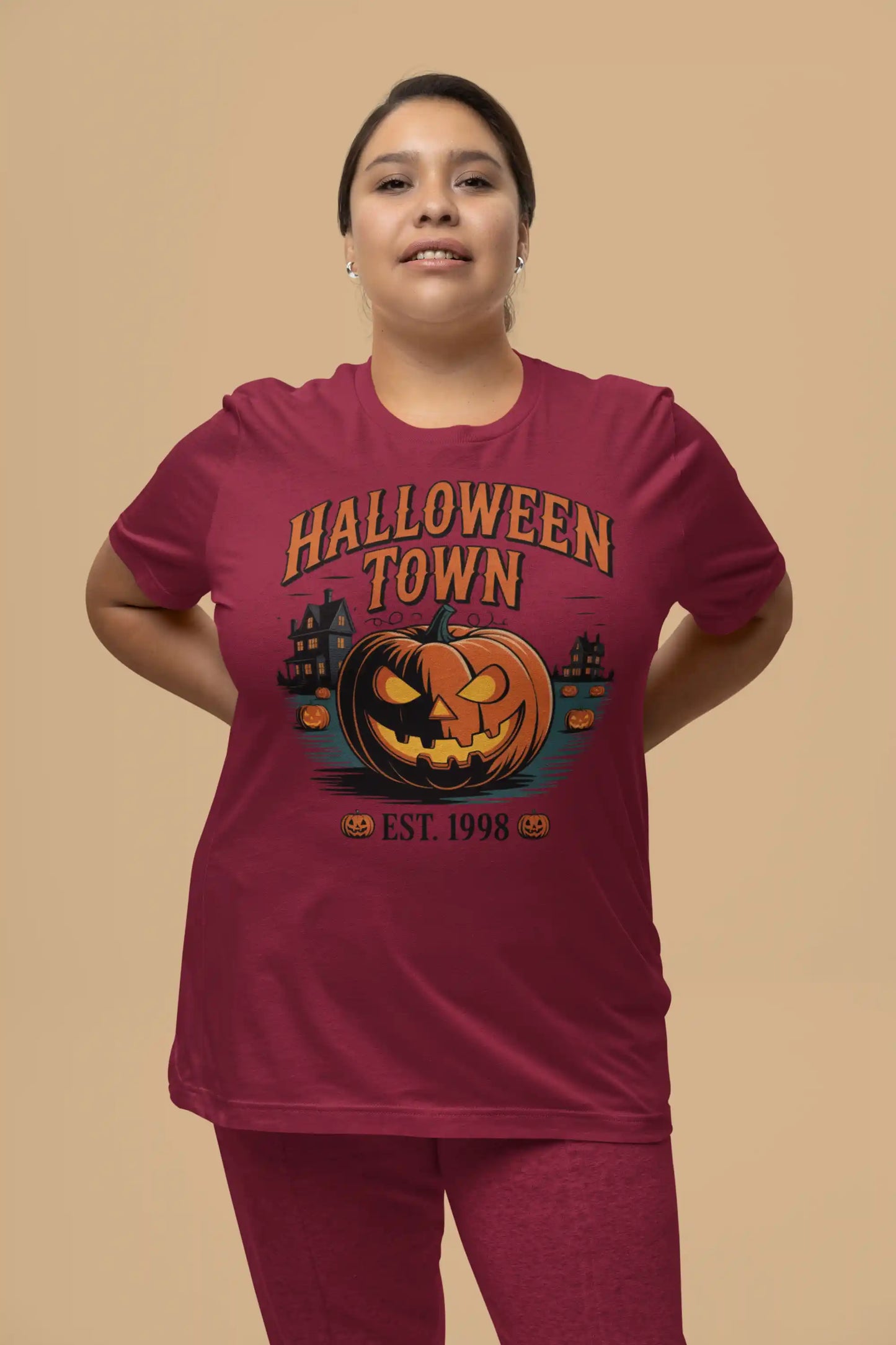 Halloween Town T-Shirt – Vintage Pumpkin Graphic – Bella Canvas 3001 – Halloween Tee – Spooky Season Shirt – Unisex S-3XL