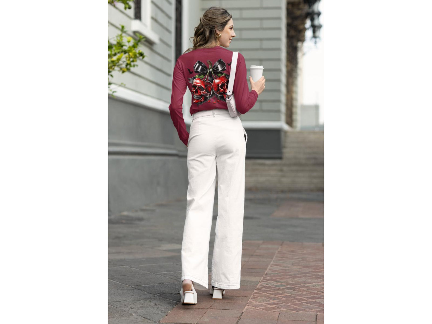 Spooky Cherry Halloween Bow Sweatshirt – Cute & Creepy Fall Vibes