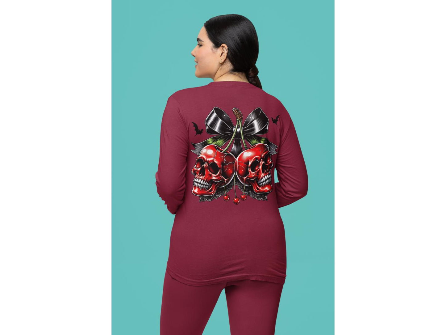 Spooky Cherry Halloween Bow Sweatshirt – Cute & Creepy Fall Vibes