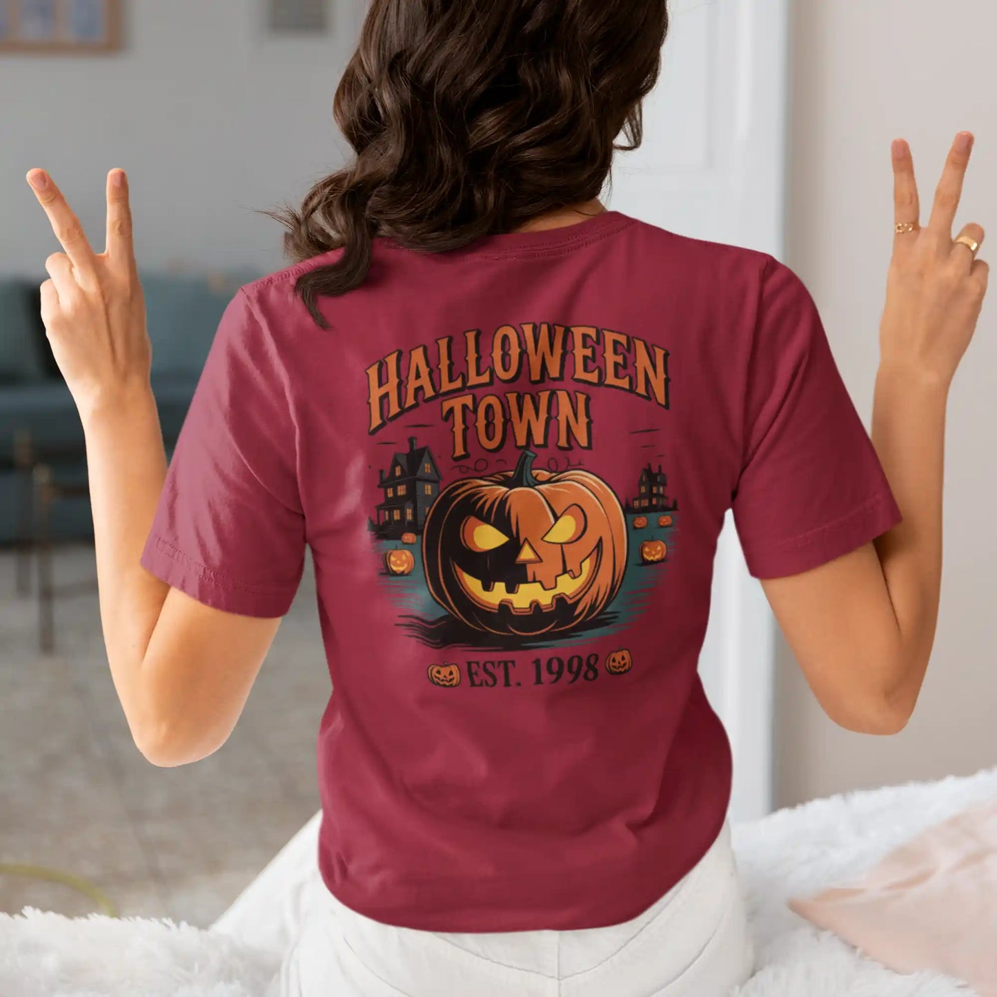 Halloween Town T-Shirt – Vintage Pumpkin Graphic – Bella Canvas 3001 – Halloween Tee – Spooky Season Shirt – Unisex S-3XL