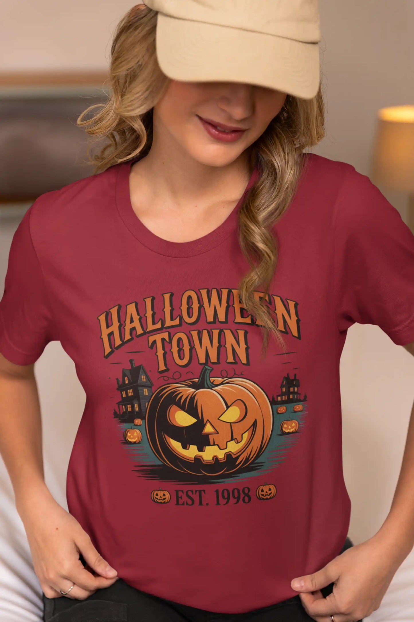 Halloween Town T-Shirt – Vintage Pumpkin Graphic – Bella Canvas 3001 – Halloween Tee – Spooky Season Shirt – Unisex S-3XL