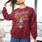 Baddest Witch in Town Retro Halloween Bella+Canvas 3501 Sweatshirt – Spooky Cute Fall Outfit