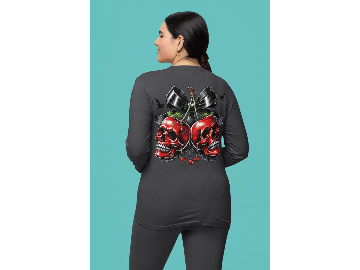 Spooky Cherry Halloween Bow Sweatshirt – Cute & Creepy Fall Vibes