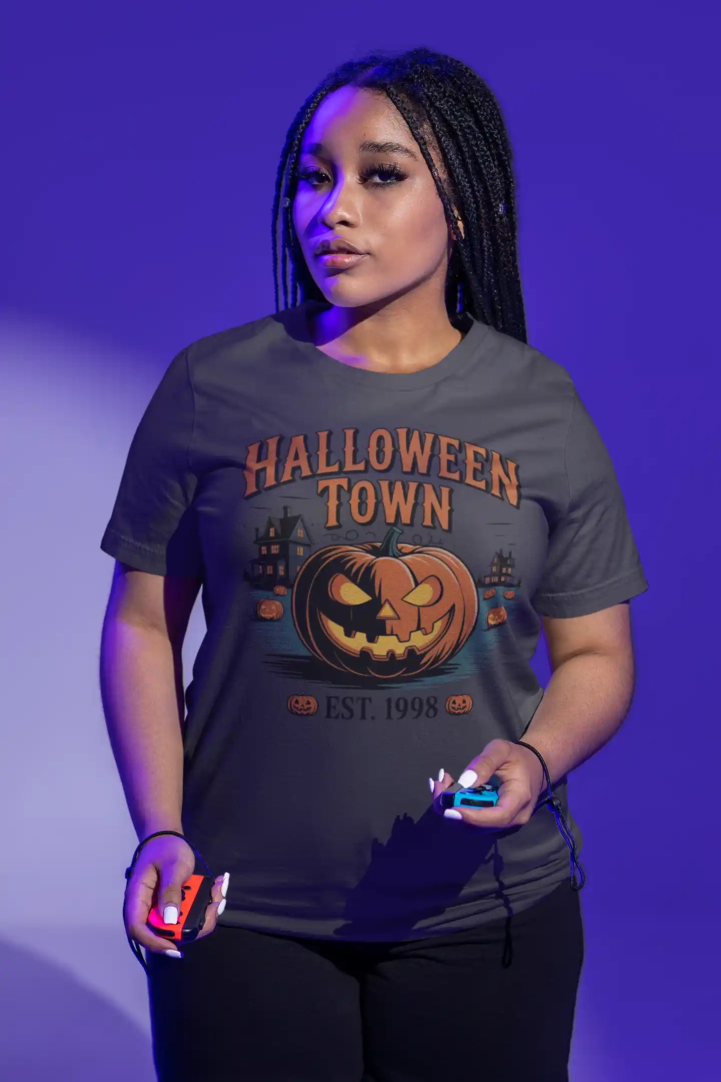 Halloween Town T-Shirt – Vintage Pumpkin Graphic – Bella Canvas 3001 – Halloween Tee – Spooky Season Shirt – Unisex S-3XL