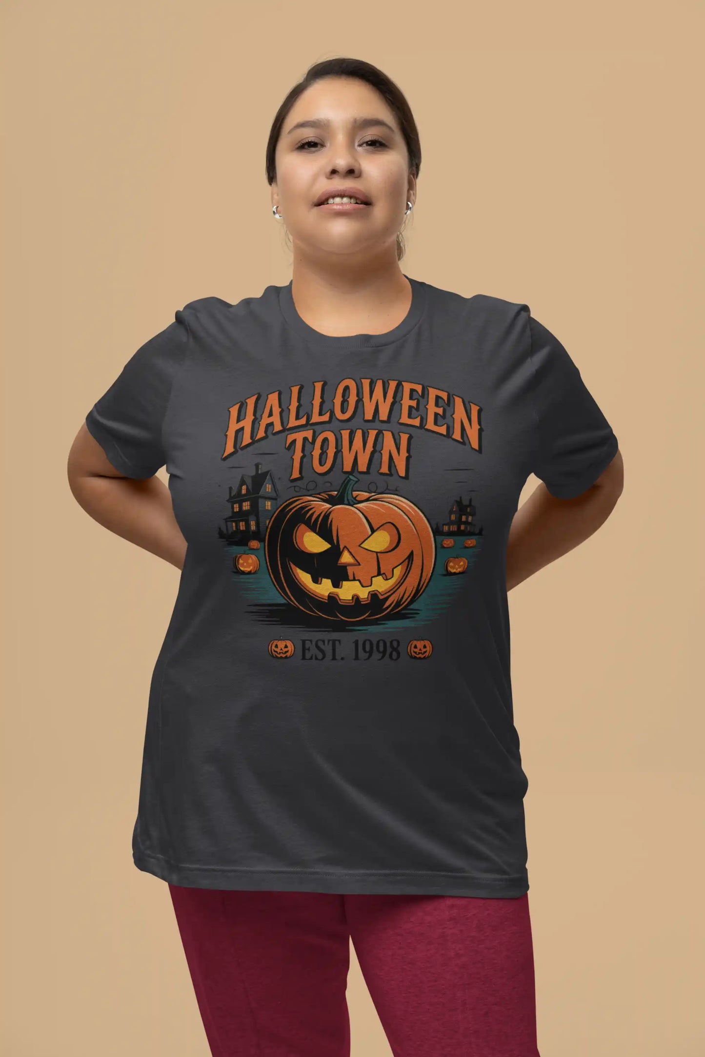 Halloween Town T-Shirt – Vintage Pumpkin Graphic – Bella Canvas 3001 – Halloween Tee – Spooky Season Shirt – Unisex S-3XL
