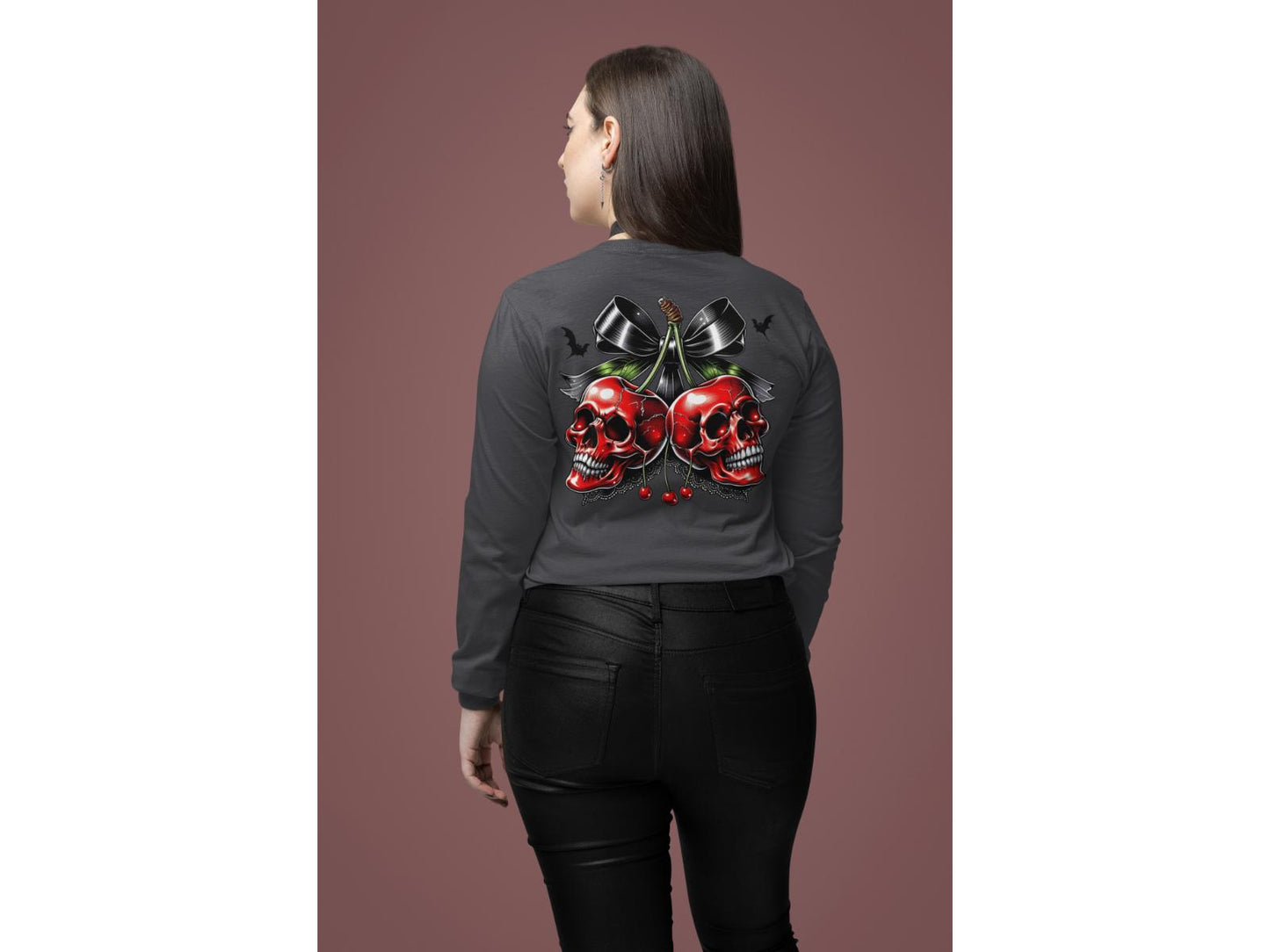Spooky Cherry Halloween Bow Sweatshirt – Cute & Creepy Fall Vibes