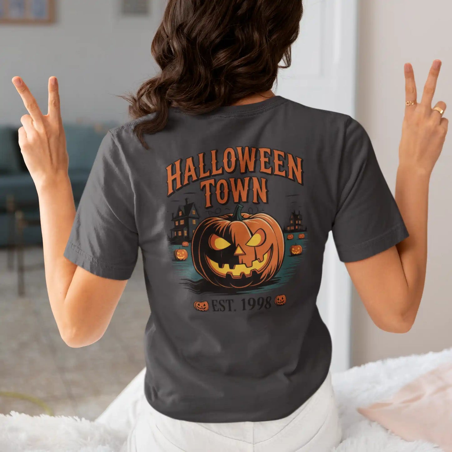 Halloween Town T-Shirt – Vintage Pumpkin Graphic – Bella Canvas 3001 – Halloween Tee – Spooky Season Shirt – Unisex S-3XL