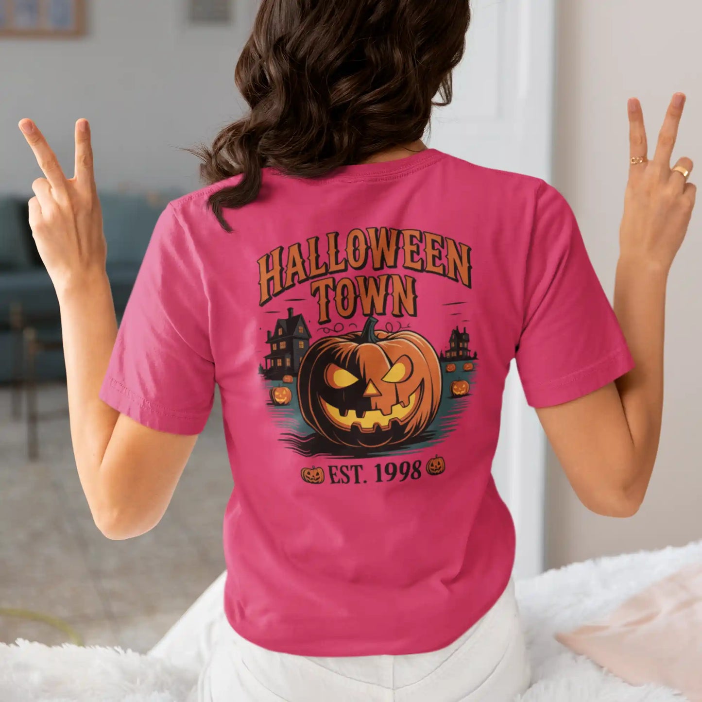 Halloween Town T-Shirt – Vintage Pumpkin Graphic – Bella Canvas 3001 – Halloween Tee – Spooky Season Shirt – Unisex S-3XL