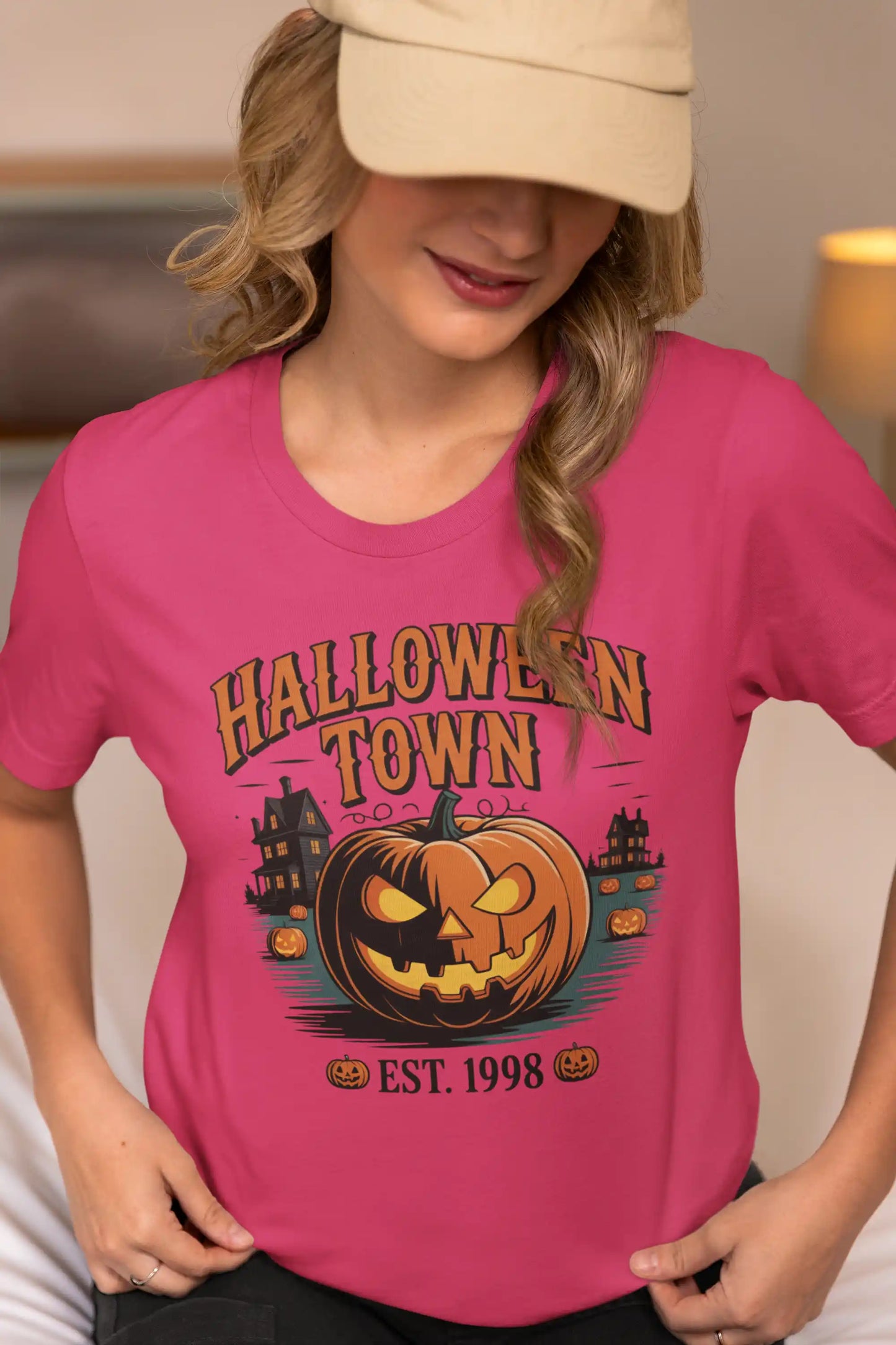 Halloween Town T-Shirt – Vintage Pumpkin Graphic – Bella Canvas 3001 – Halloween Tee – Spooky Season Shirt – Unisex S-3XL