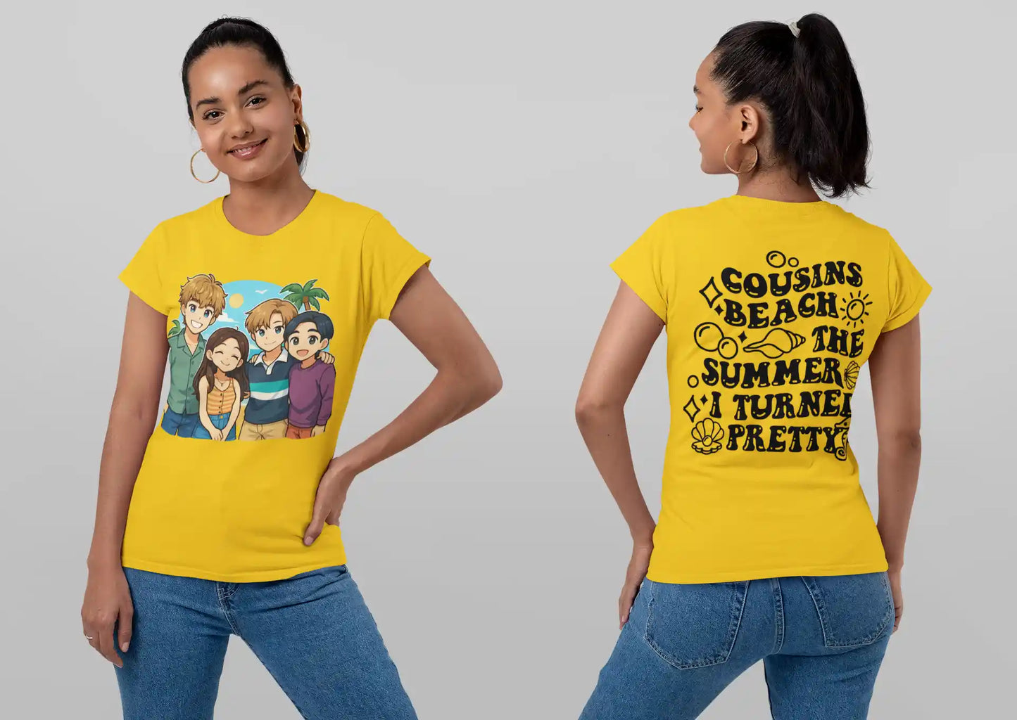 The Summer I Turned Pretty Anime T-Shirt – Belly, Conrad, Jeremiah & Steven – Bella+Canvas 3001 Short Sleeve Tee