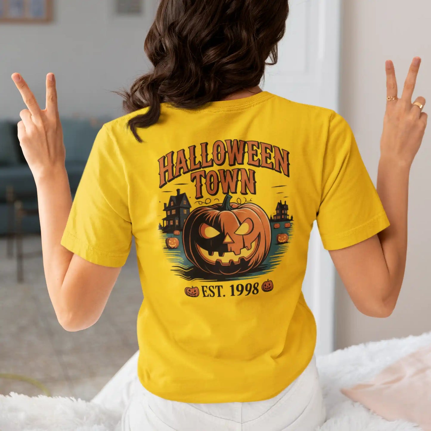 Halloween Town T-Shirt – Vintage Pumpkin Graphic – Bella Canvas 3001 – Halloween Tee – Spooky Season Shirt – Unisex S-3XL