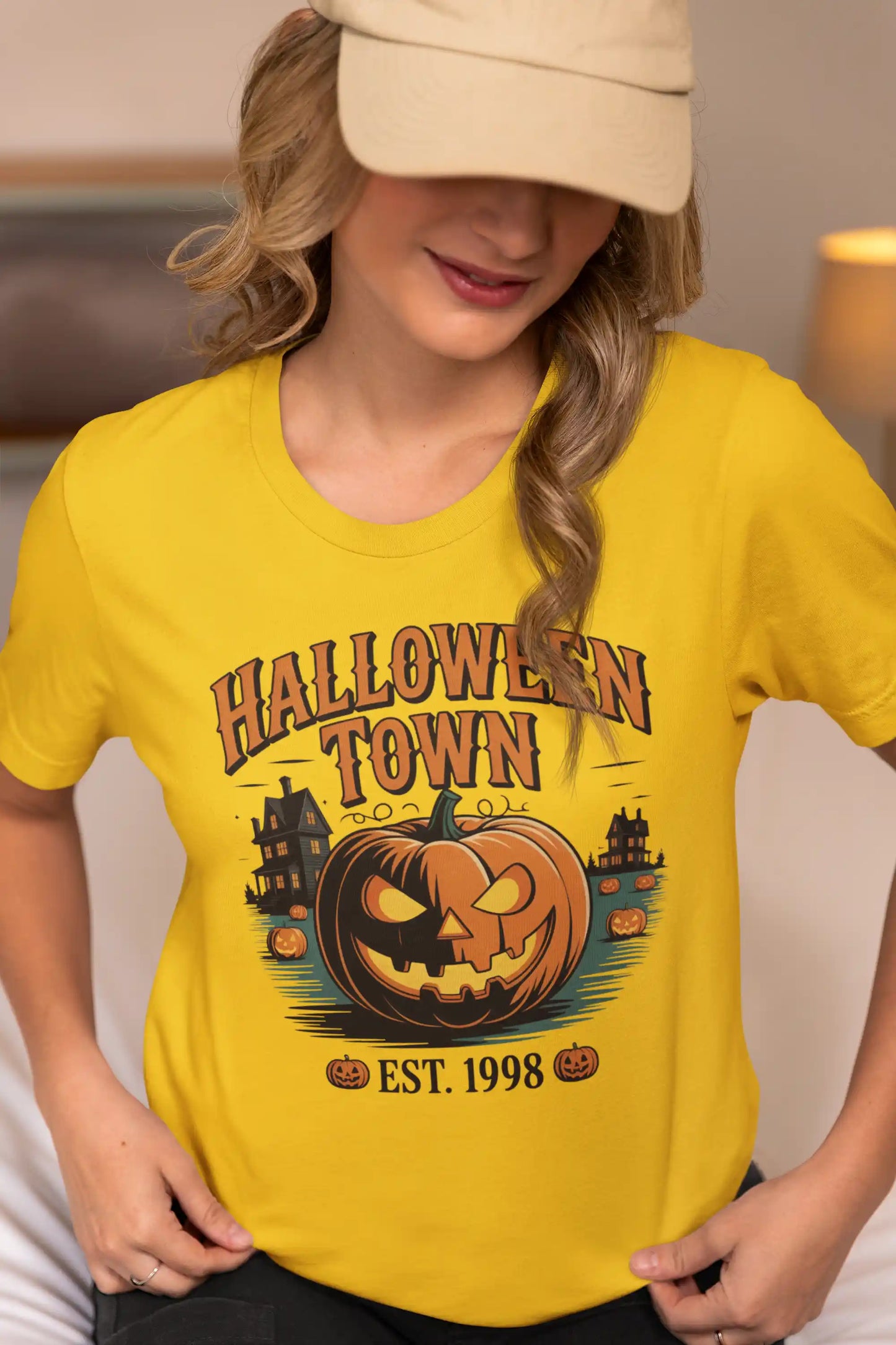 Halloween Town T-Shirt – Vintage Pumpkin Graphic – Bella Canvas 3001 – Halloween Tee – Spooky Season Shirt – Unisex S-3XL