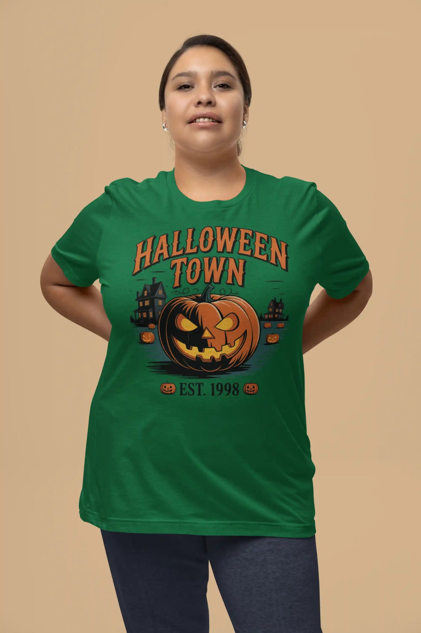 Halloween Town T-Shirt – Vintage Pumpkin Graphic – Bella Canvas 3001 – Halloween Tee – Spooky Season Shirt – Unisex S-3XL