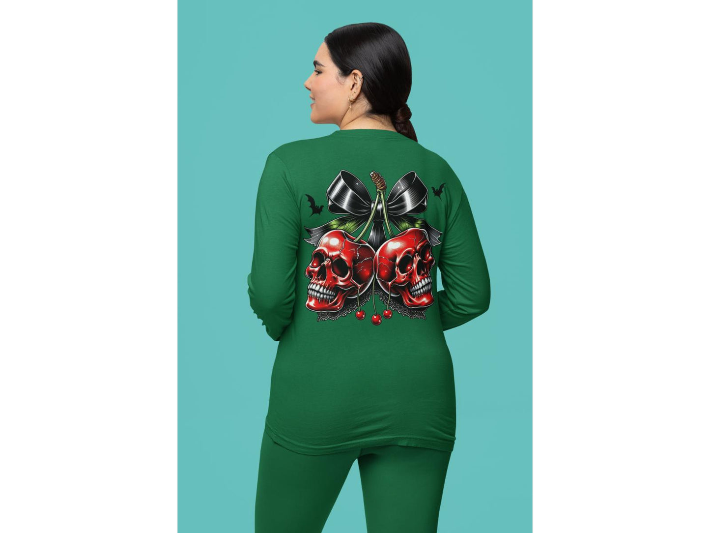 Spooky Cherry Halloween Bow Sweatshirt – Cute & Creepy Fall Vibes