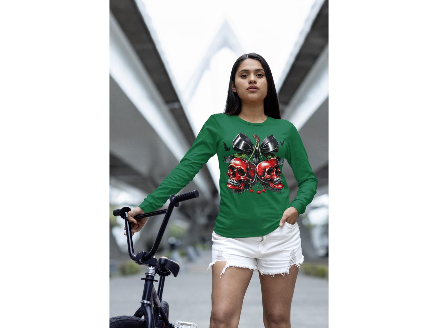 Spooky Cherry Halloween Bow Sweatshirt – Cute & Creepy Fall Vibes