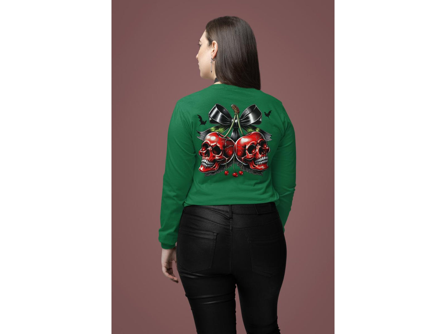 Spooky Cherry Halloween Bow Sweatshirt – Cute & Creepy Fall Vibes
