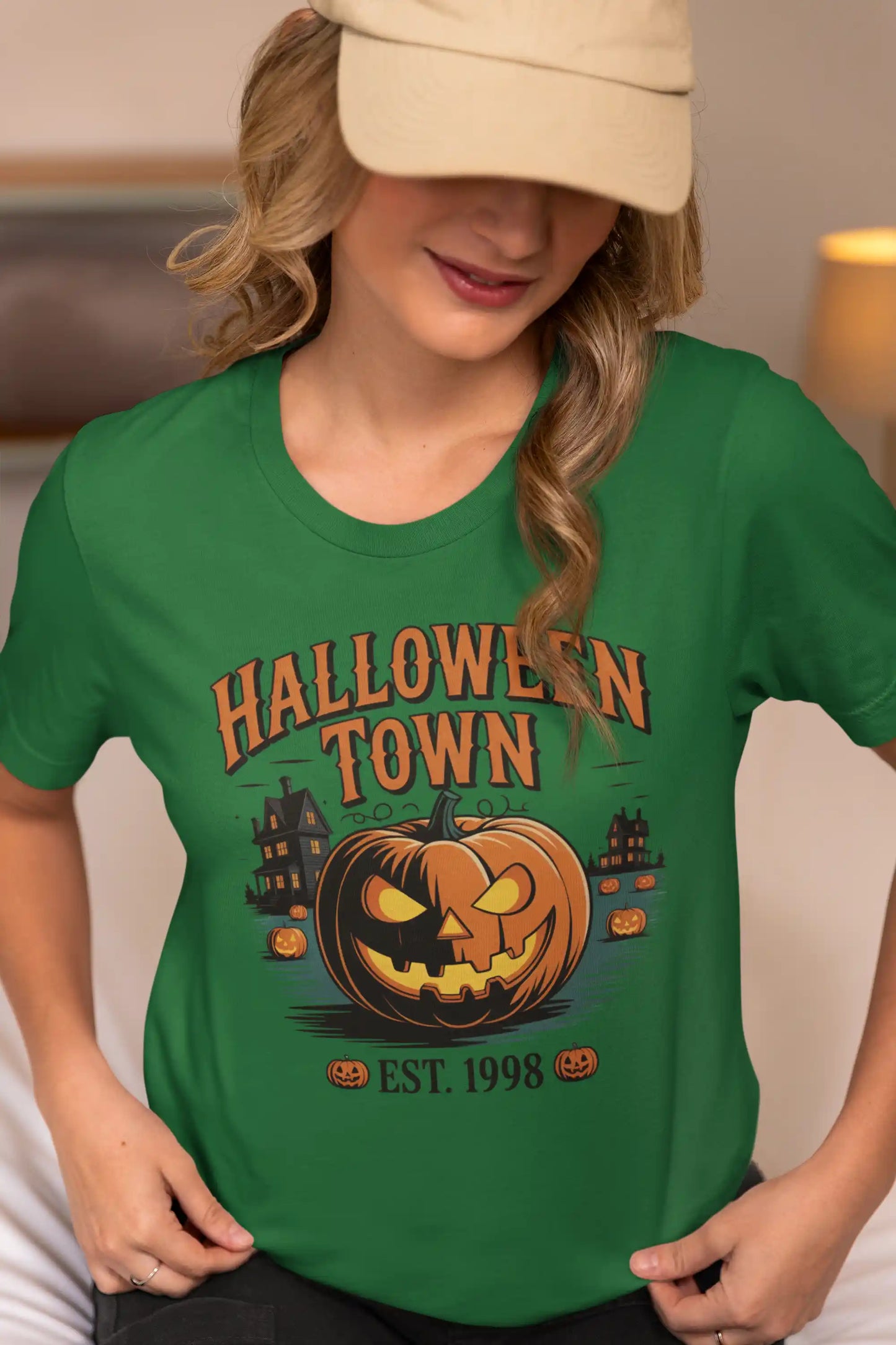 Halloween Town T-Shirt – Vintage Pumpkin Graphic – Bella Canvas 3001 – Halloween Tee – Spooky Season Shirt – Unisex S-3XL