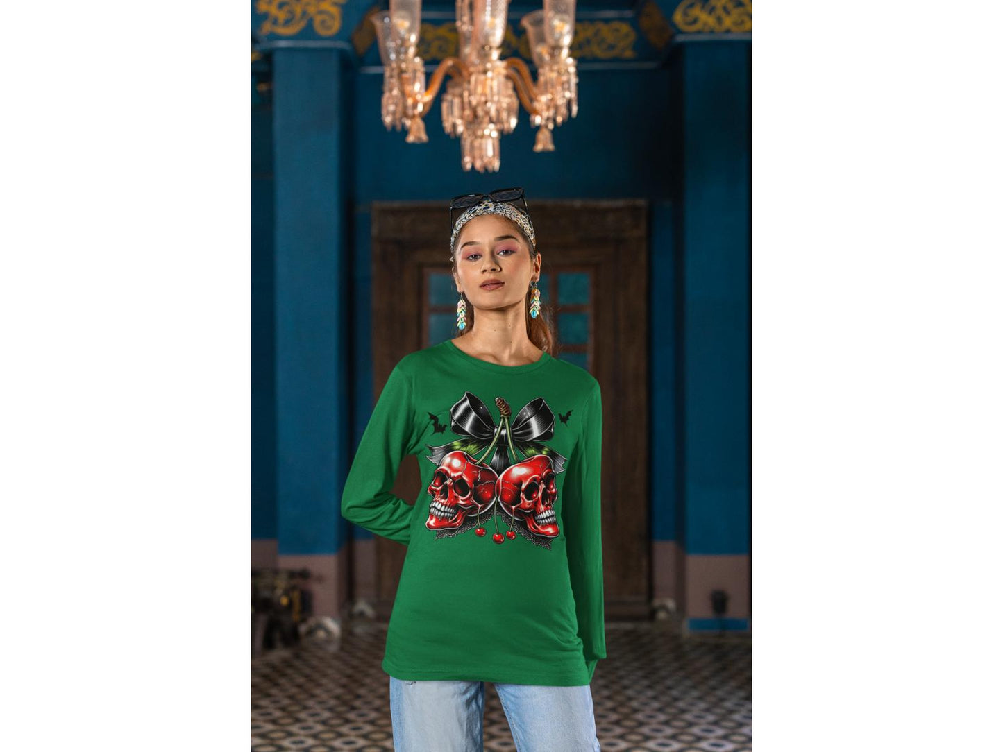 Spooky Cherry Halloween Bow Sweatshirt – Cute & Creepy Fall Vibes