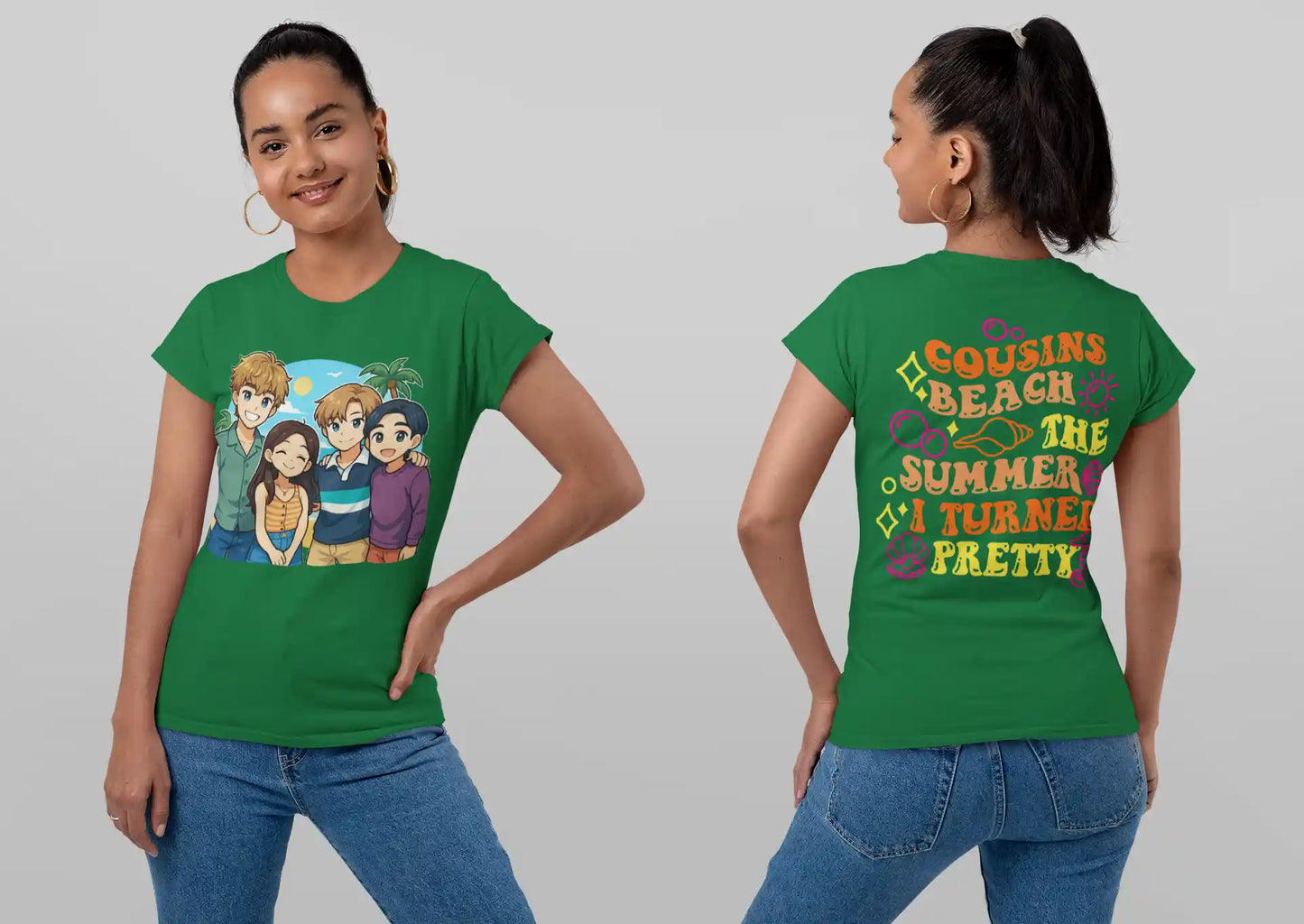 The Summer I Turned Pretty Anime T-Shirt – Belly, Conrad, Jeremiah & Steven – Bella+Canvas 3001 Short Sleeve Tee