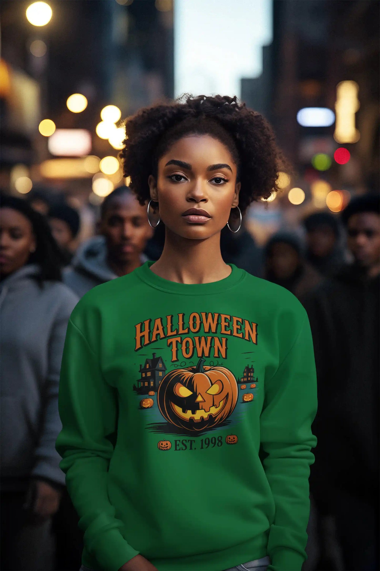 Halloween Town Sweatshirt – Vintage Pumpkin Graphic – Bella Canvas 3501 – Halloween Crewneck – Spooky Season Shirt – Unisex S-3XL