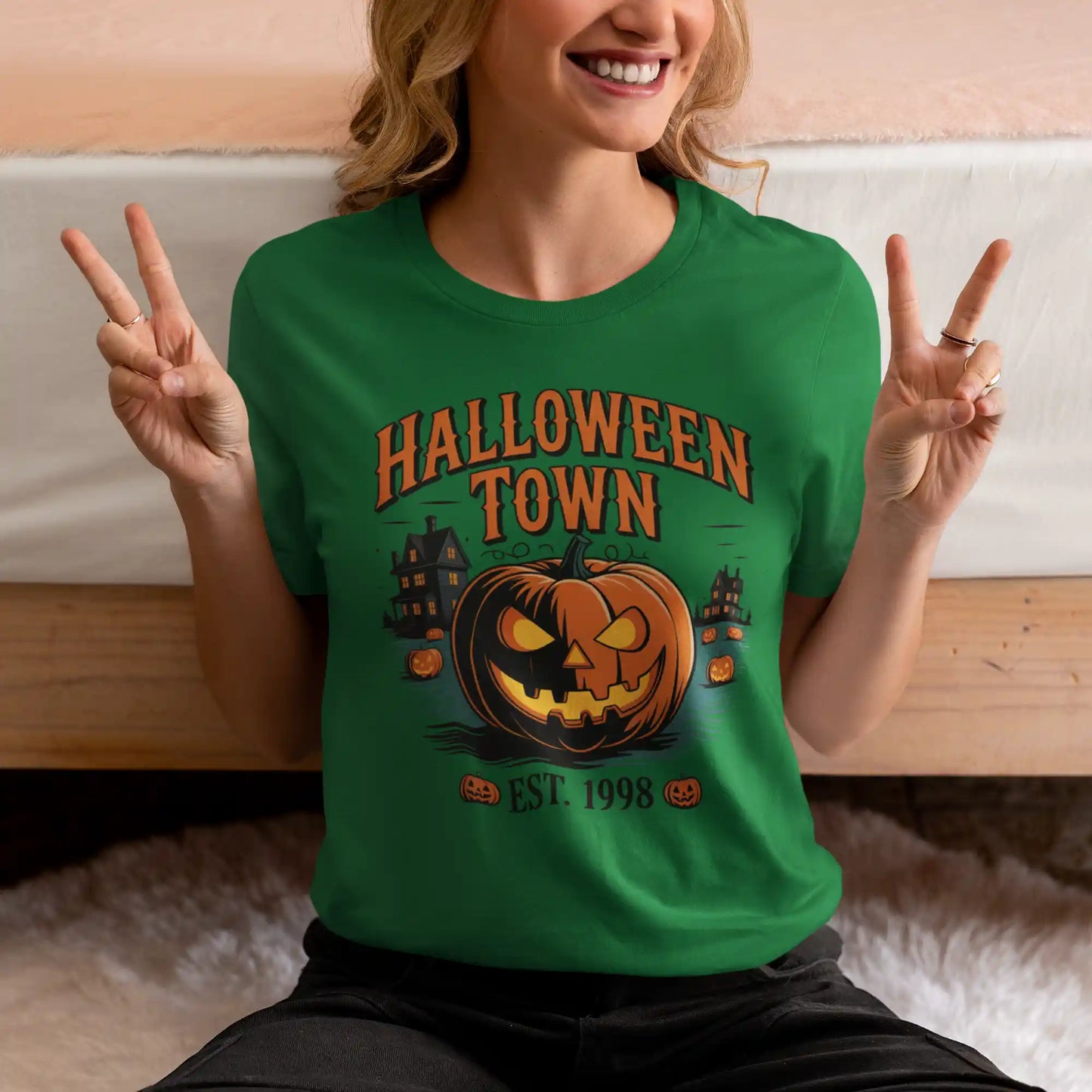 Halloween Town T-Shirt – Vintage Pumpkin Graphic – Bella Canvas 3001 – Halloween Tee – Spooky Season Shirt – Unisex S-3XL
