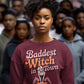 Baddest Witch in Town Retro Halloween Bella+Canvas 3501 Sweatshirt – Spooky Cute Fall Outfit