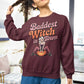 Baddest Witch in Town Retro Halloween Bella+Canvas 3501 Sweatshirt – Spooky Cute Fall Outfit