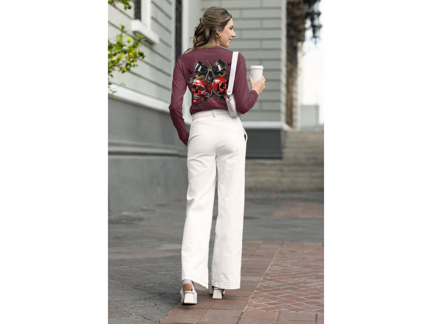 Spooky Cherry Halloween Bow Sweatshirt – Cute & Creepy Fall Vibes