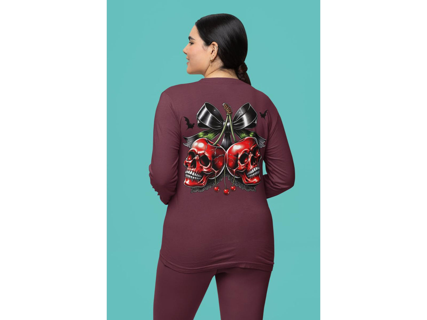 Spooky Cherry Halloween Bow Sweatshirt – Cute & Creepy Fall Vibes