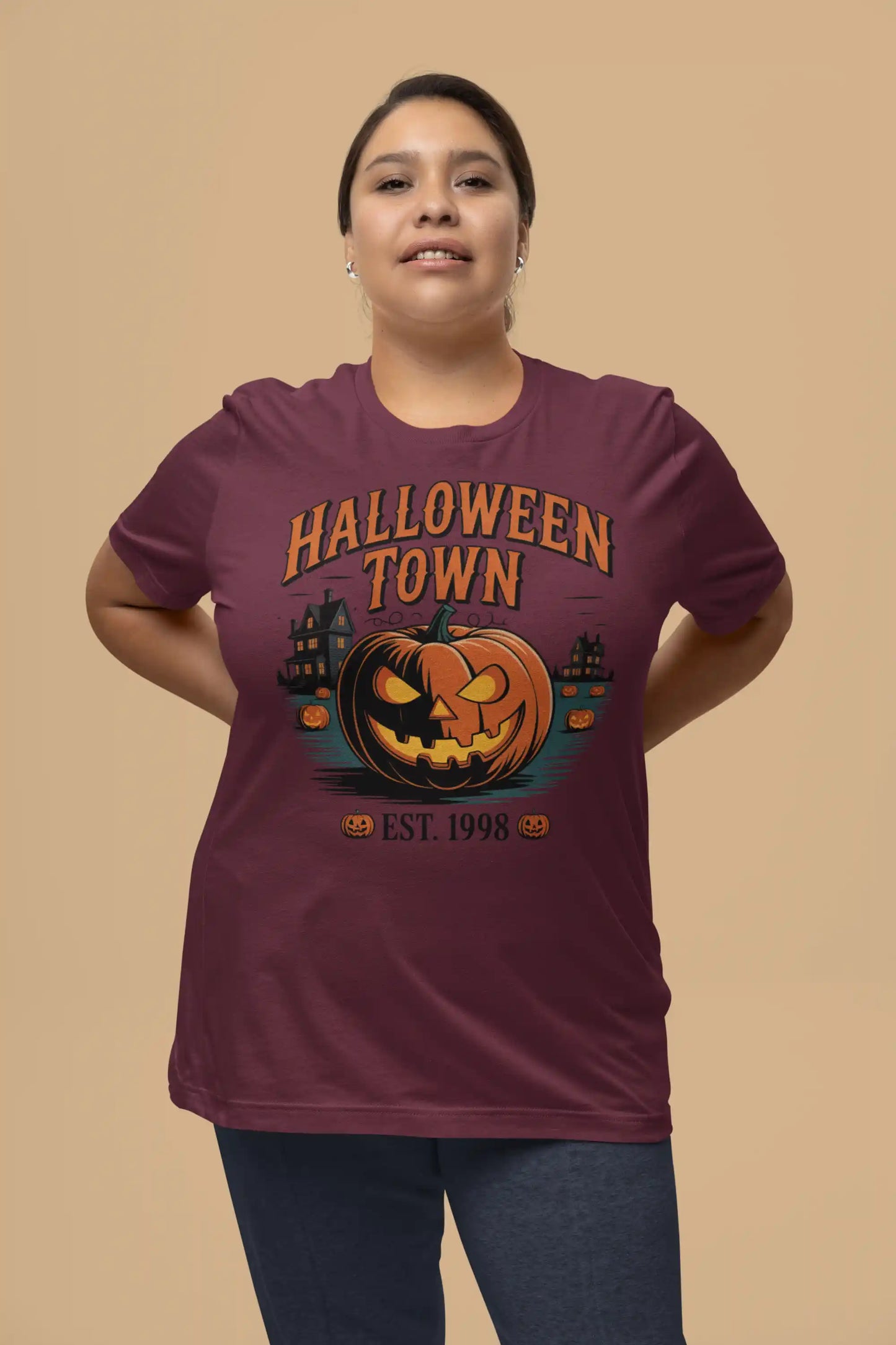 Halloween Town T-Shirt – Vintage Pumpkin Graphic – Bella Canvas 3001 – Halloween Tee – Spooky Season Shirt – Unisex S-3XL