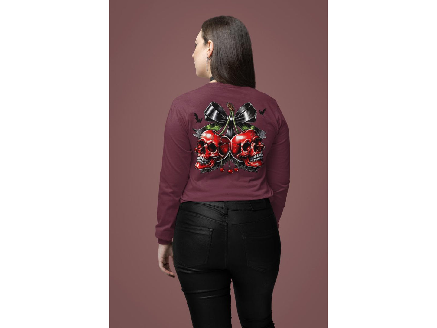 Spooky Cherry Halloween Bow Sweatshirt – Cute & Creepy Fall Vibes