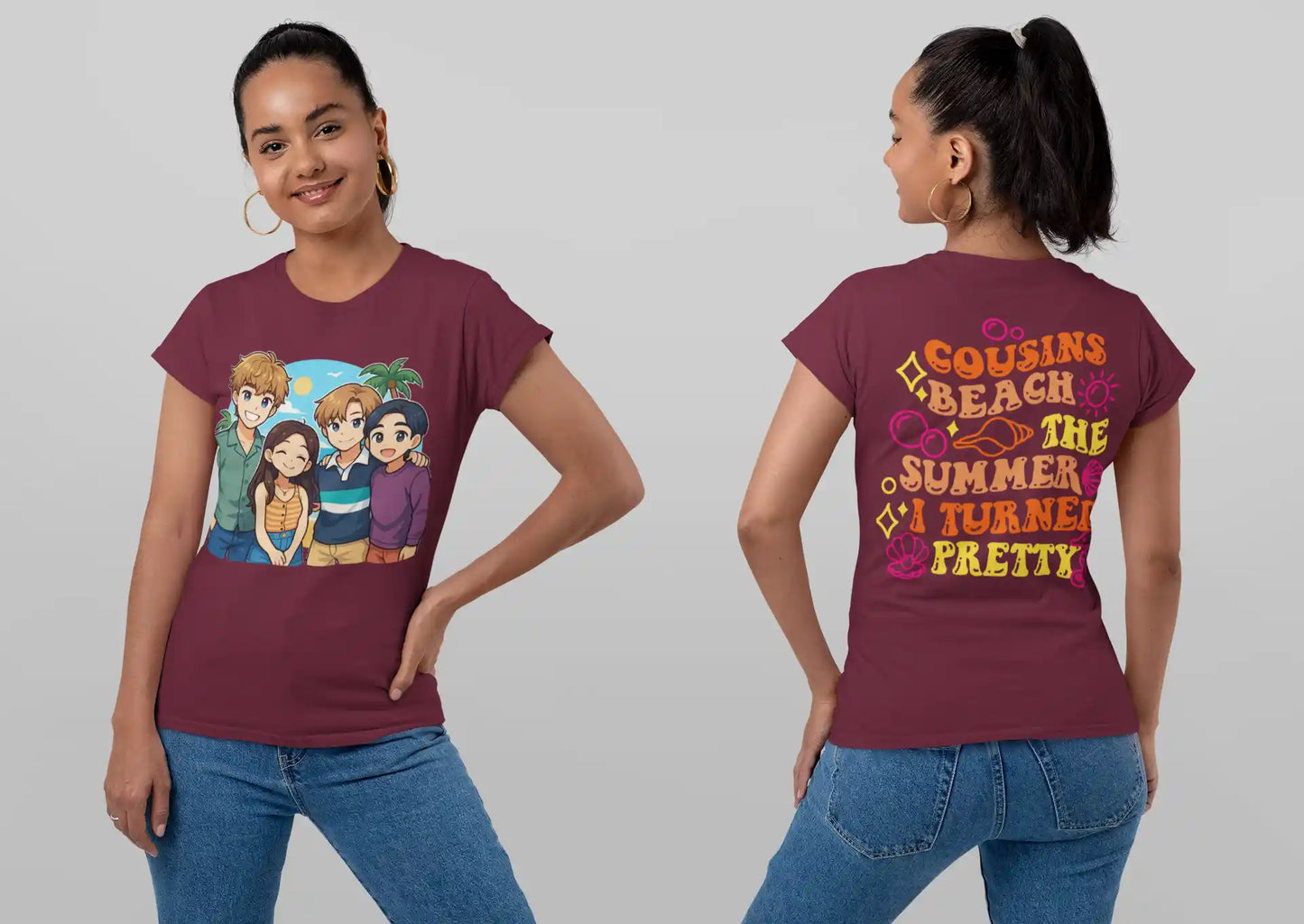 The Summer I Turned Pretty Anime T-Shirt – Belly, Conrad, Jeremiah & Steven – Bella+Canvas 3001 Short Sleeve Tee