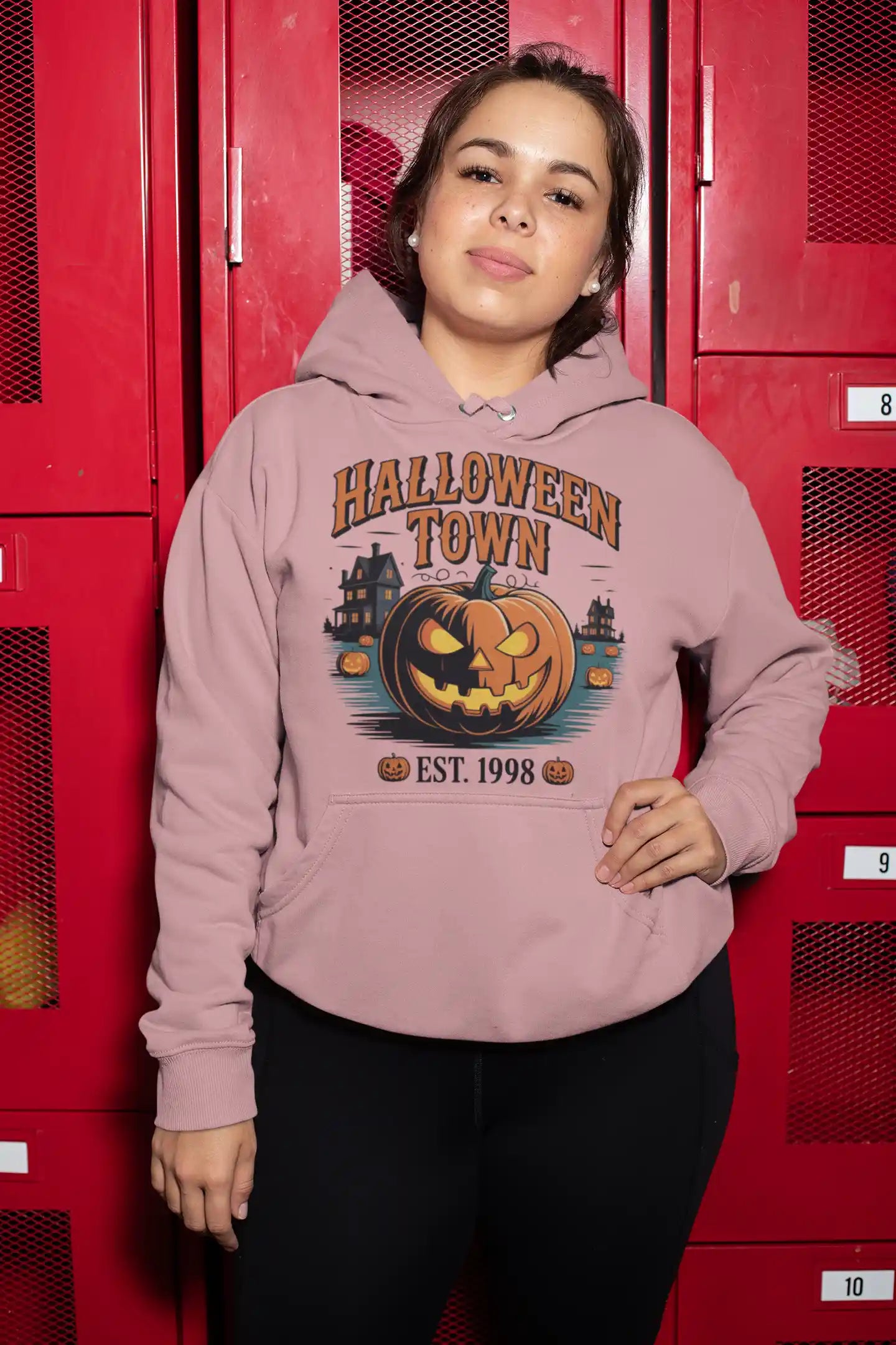 Halloween Town Hoodie – Vintage Pumpkin Graphic – Bella Canvas 3719 – Halloween Pullover – Spooky Season Hoodie – Unisex S-3XL