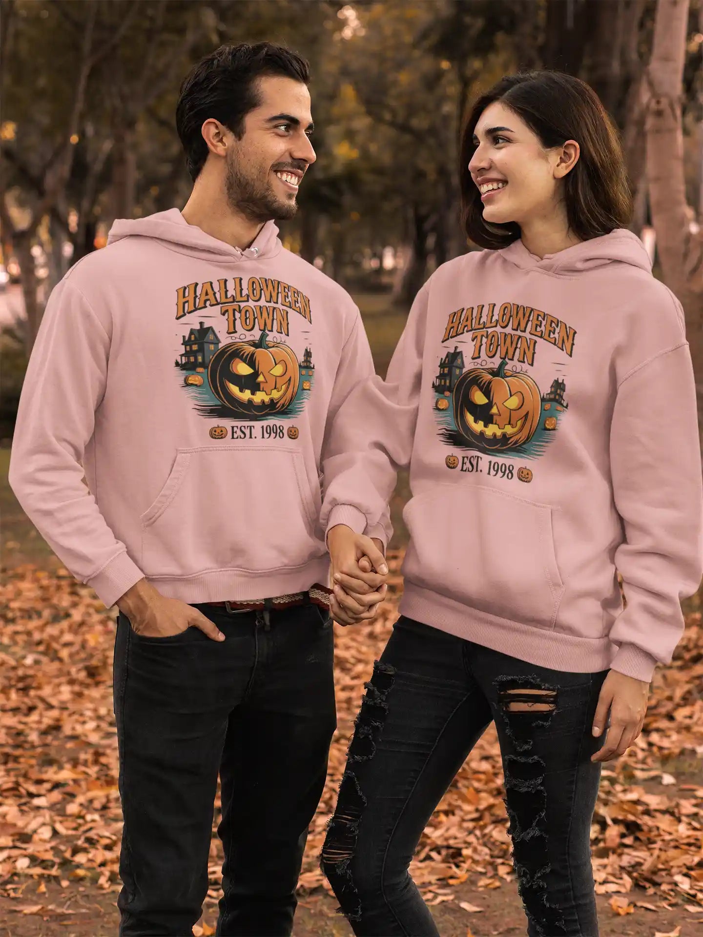 Halloween Town Hoodie – Vintage Pumpkin Graphic – Bella Canvas 3719 – Halloween Pullover – Spooky Season Hoodie – Unisex S-3XL