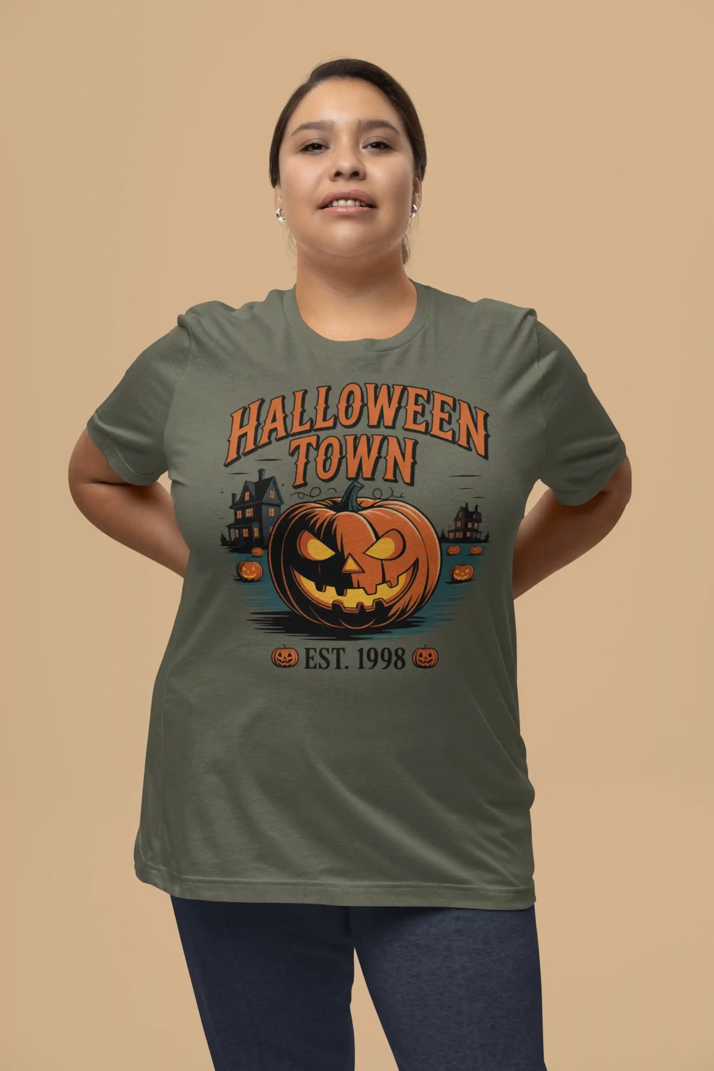 Halloween Town T-Shirt – Vintage Pumpkin Graphic – Bella Canvas 3001 – Halloween Tee – Spooky Season Shirt – Unisex S-3XL