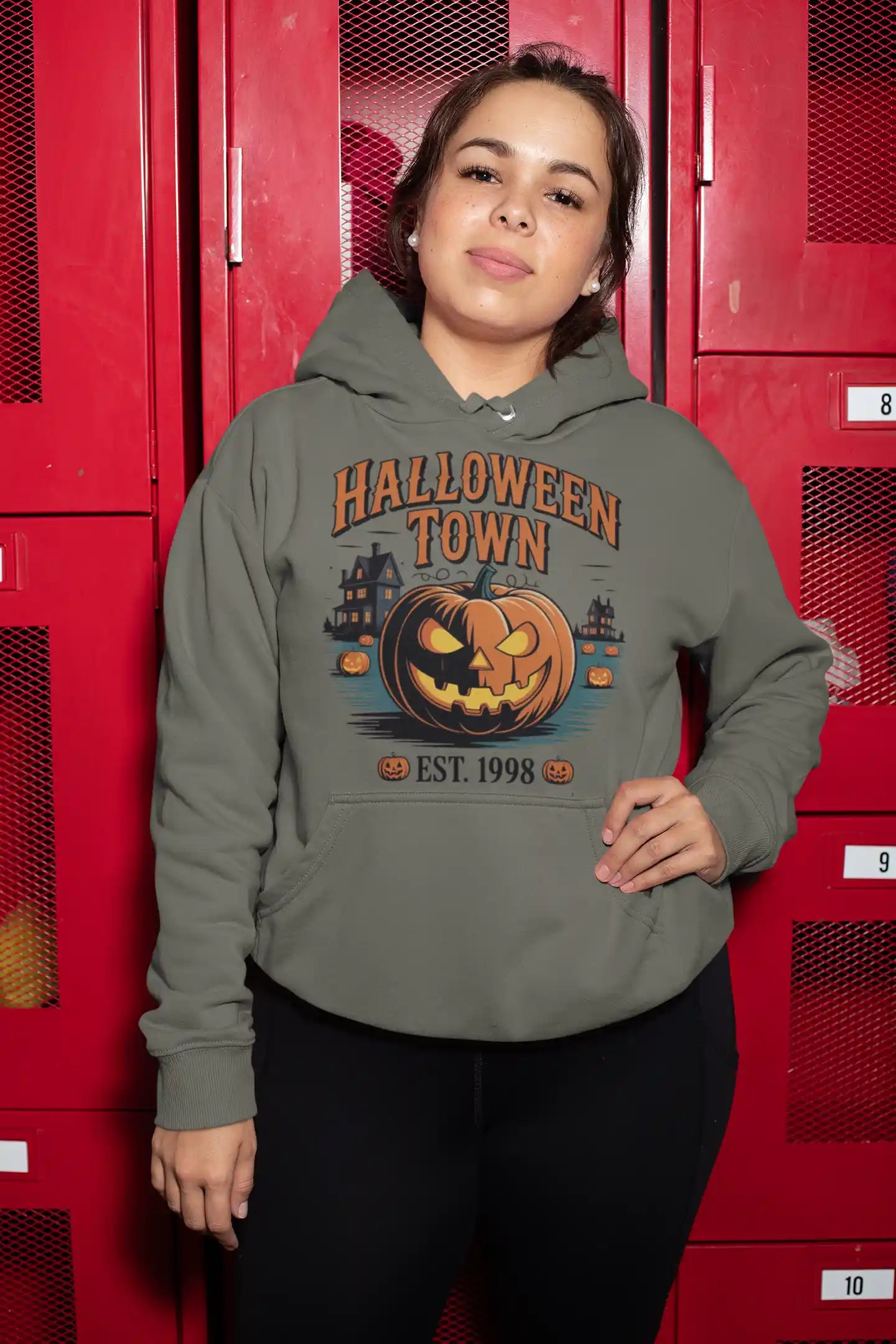 Halloween Town Hoodie – Vintage Pumpkin Graphic – Bella Canvas 3719 – Halloween Pullover – Spooky Season Hoodie – Unisex S-3XL